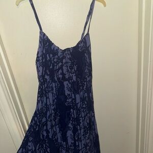 Blue and Black Floral | Spaghetti Strap Dress | Small | Mini | Worn once